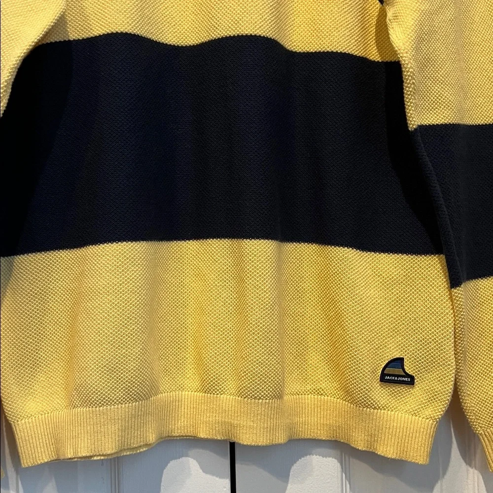 Jack & Jones Men’s Navy/Yellow Striped Sweater Size XL‎ - Picture 4 of 13